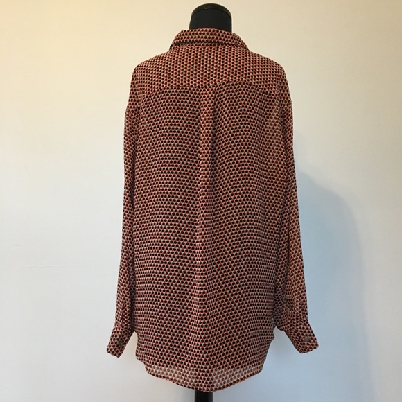Two by Vince Camuto Sheer Button Down Blouse, L - Picture 3 of 9